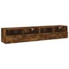 vidaXL Meubles TV muraux 2 pcs ch&ecirc;ne fum&eacute; 80x30x30cm bois d'ing&eacute;nierie