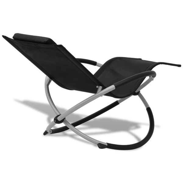 vidaXL Chaise longue géométrique d'extérieur Acier Noir et gris