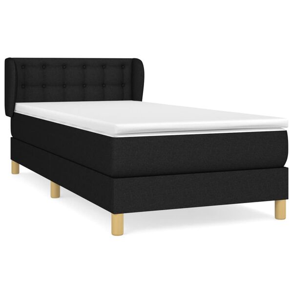 vidaXL Sommier &agrave; lattes de lit avec matelas Noir 90x190 cm Tissu