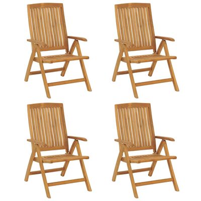 vidaXL Chaises de jardin inclinables 4pcs et coussins bois massif teck