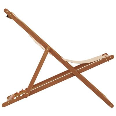 vidaXL Chaise pliable de plage beige bois massif d'eucalyptus et tissu