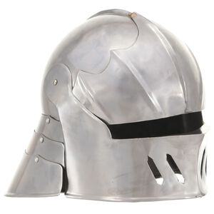 vidaXL Casque de chevalier m&eacute;di&eacute;val antique pour GN Argent&eacute; Acier