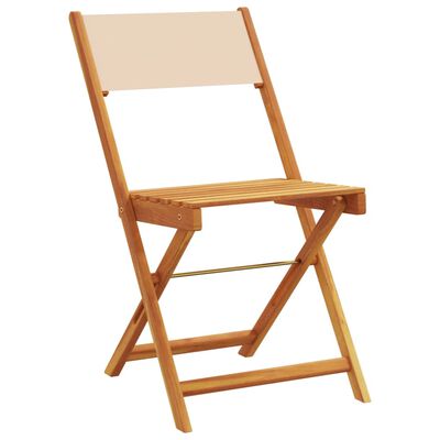 vidaXL Chaises de bistrot lot de 2 beige bois d'acacia massif et tissu