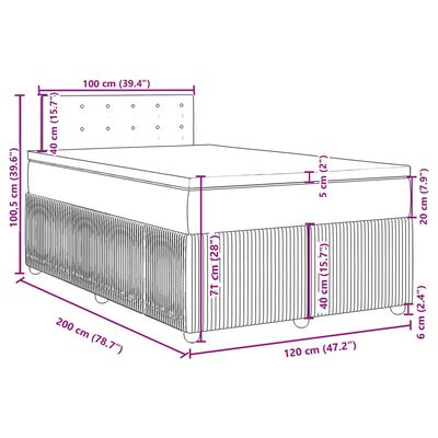 vidaXL Sommier à lattes de lit avec matelas Noir 120x200 cm Tissu