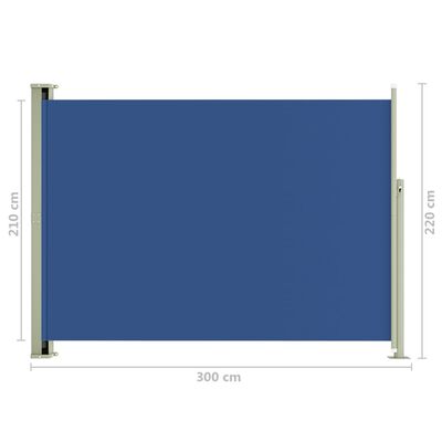 vidaXL Auvent latéral rétractable de patio 220x300 cm Bleu