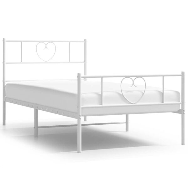 vidaXL Cadre de lit m&eacute;tal sans matelas et pied de lit blanc 100x200 cm