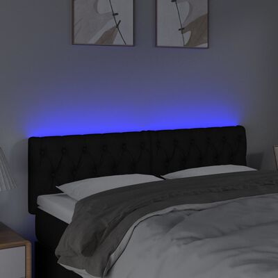 vidaXL Tête de lit à LED Noir 160x7x78/88 cm Tissu