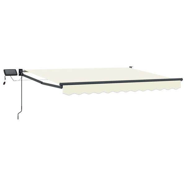 vidaXL Store r&eacute;tractable manuel avec LEDs Cr&egrave;me 2,5 x 2 m