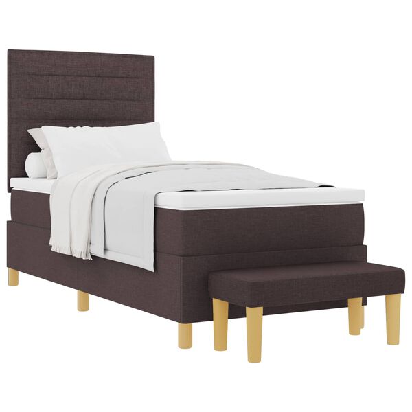 vidaXL Lit &agrave; ressorts avec matelas Marron fonc&eacute; 90 x 190 cm tissu