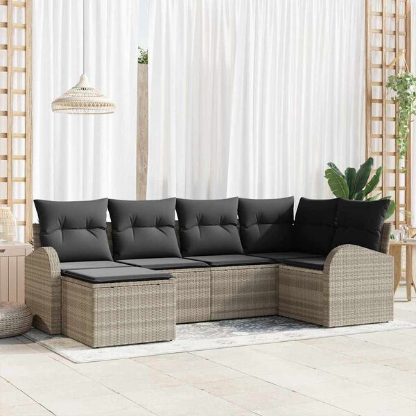 vidaXL Ensemble de canap&eacute; de jardin Gris clair polyrotin