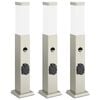 vidaXL Bornes lumineuses avec d&eacute;tecteur et prise lot de 3 50 cm acier inoxydable IP44