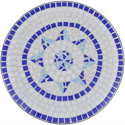 vidaXL Table de bistro Bleu et blanc 60 cm Mosaïque