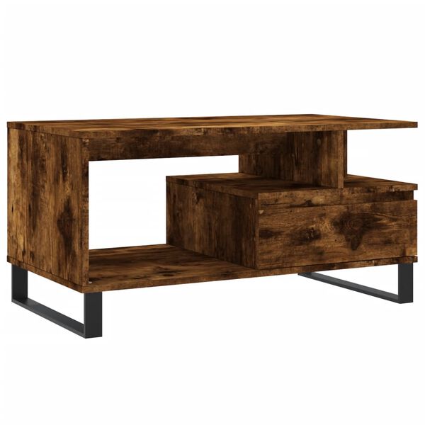 vidaXL Table basse Ch&ecirc;ne fum&eacute; 90x49x45 cm Bois d'ing&eacute;nierie