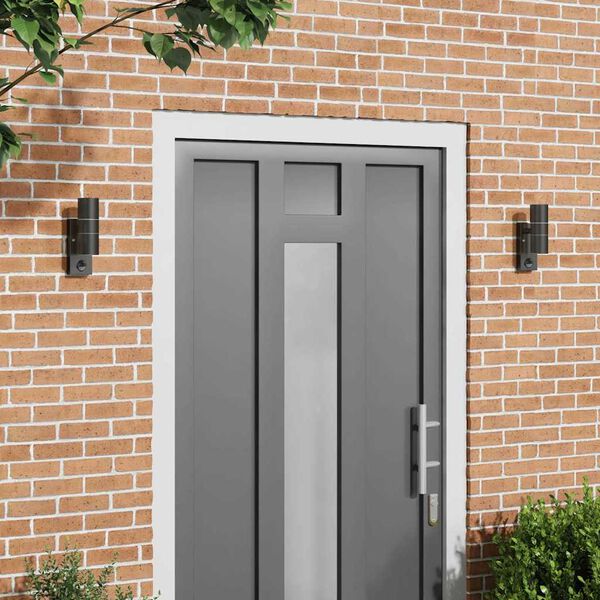 vidaXL Appliques murales extérieures 2 pcs Noir 7 x 10 x 22 cm