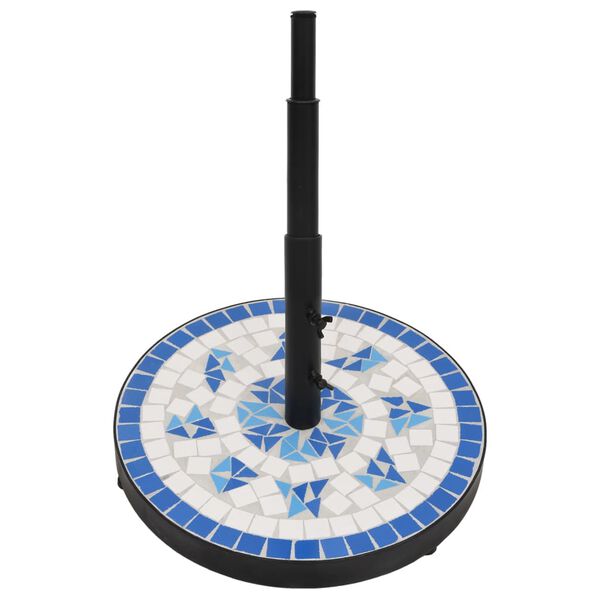 vidaXL Base de parasol bleu et blanc rond 12 kg