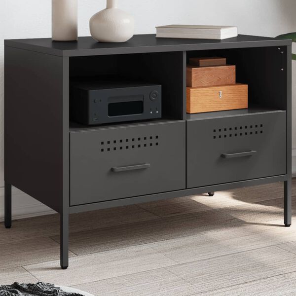 vidaXL Meuble TV noir 68x39x50,5 cm acier