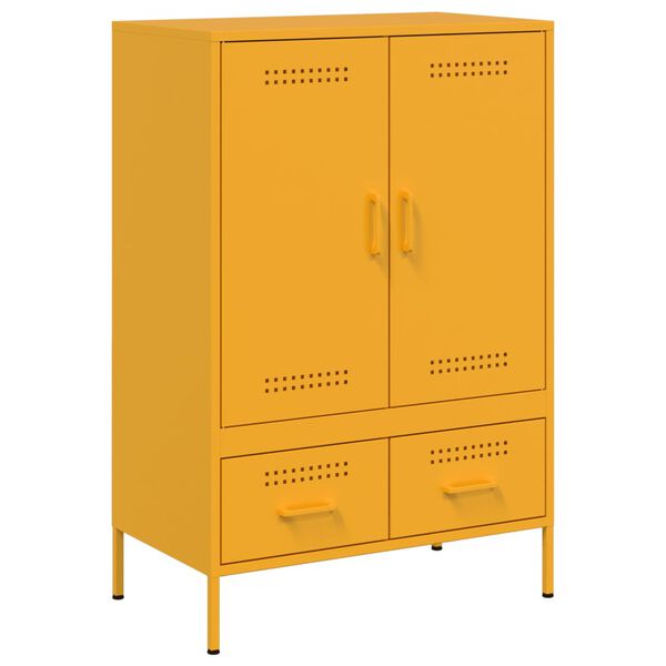 vidaXL Buffet haut jaune moutarde 68x39x101,5 cm acier