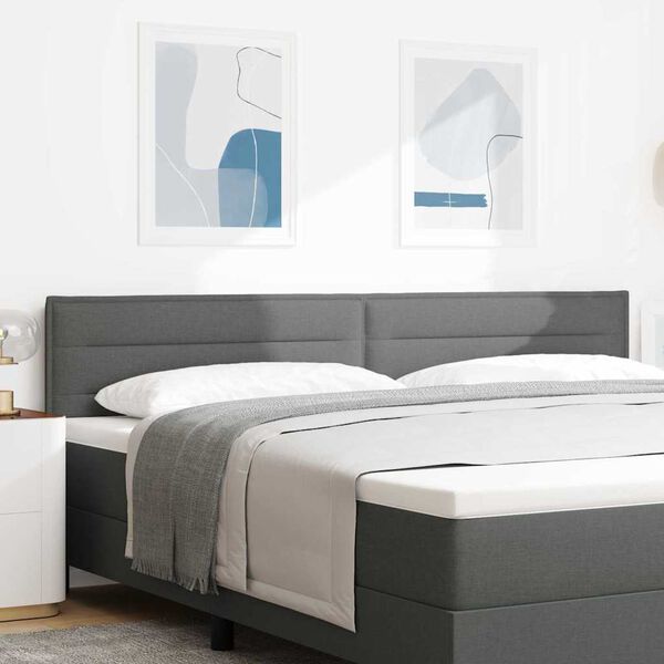 vidaXL T&ecirc;te de lit avec t&ecirc;te de lit Gris fonc&eacute; 200 cm Cuir synth&eacute;tique