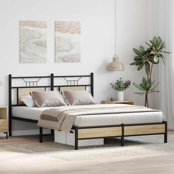 vidaXL Cadre de lit sans matelas ch&ecirc;ne sonoma 137x190 cm
