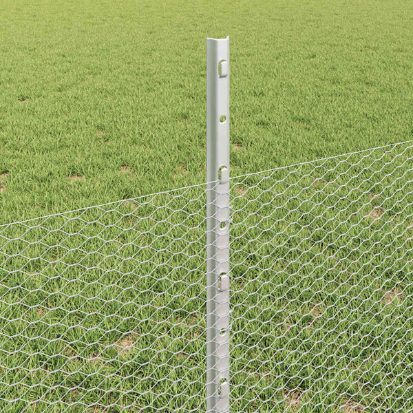 vidaXL Cl&ocirc;ture avec poteau Argent&eacute; 0,5 x 50 m Acier