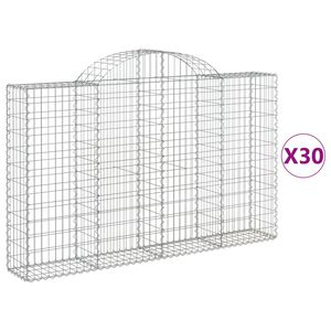 vidaXL Paniers &agrave; gabions arqu&eacute;s 30 pcs 200x30x120/140 cm Fer galvanis&eacute;