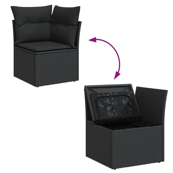 vidaXL Salon de jardin 9 pcs avec coussins noir r&eacute;sine tress&eacute;e
