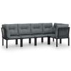 vidaXL Salon de jardin 5 pcs noir et gris résine tressée