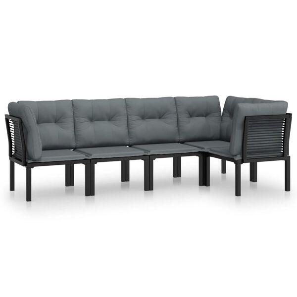 vidaXL Salon de jardin 5 pcs noir et gris résine tressée