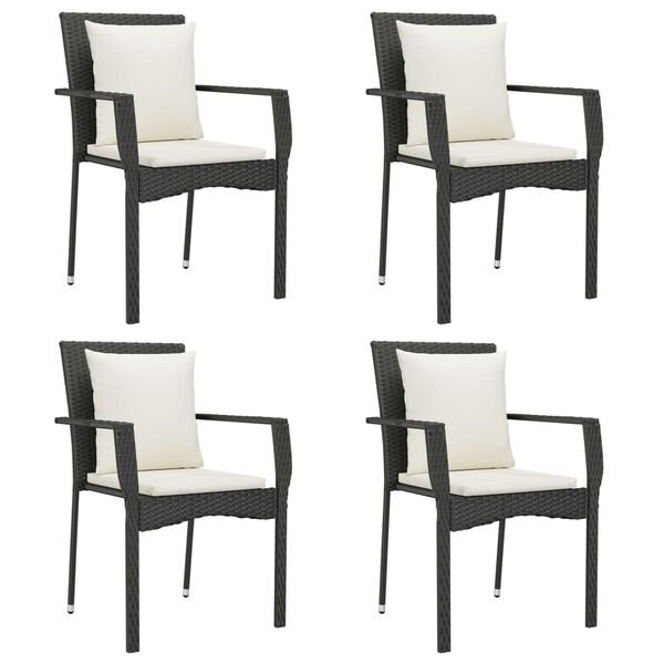 vidaXL Ensemble &agrave; manger de jardin coussins 5pcs Noir R&eacute;sine tress&eacute;e