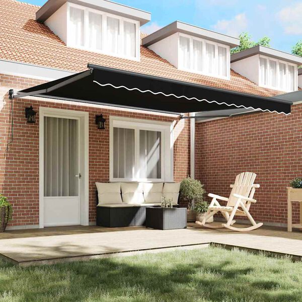 vidaXL Auvent R&eacute;tractable Noir 400 &times; 300 cm Polyester et Aluminium