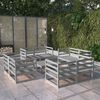 vidaXL Salon de jardin 9 pcs Gris Bois de pin massif