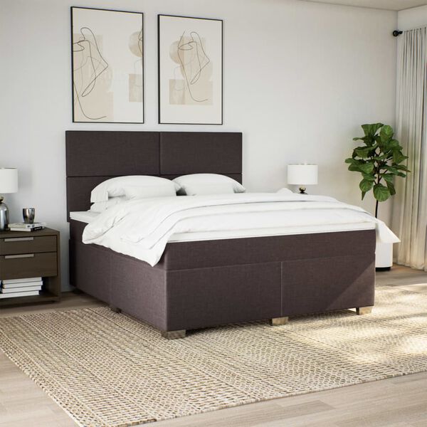 vidaXL Sommier &agrave; lattes de lit avec matelas Marron fonc&eacute; 180x200 cm