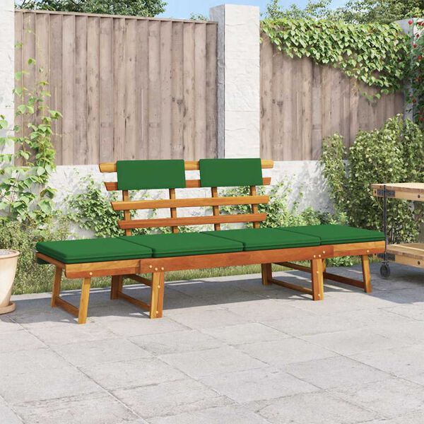 vidaXL Banc de jardin avec coussins 2-en-1 190 cm Bois solide d'acacia