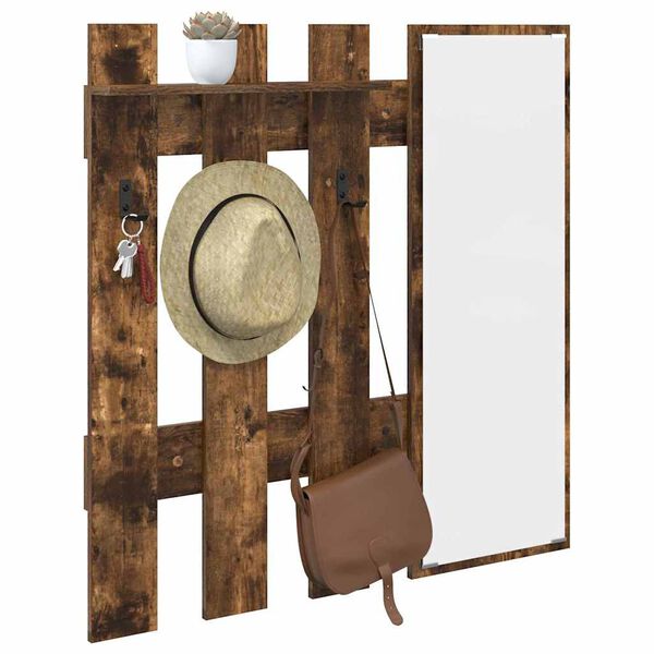 vidaXL Porte-manteau mural Montage mural Ch&ecirc;ne fum&eacute; 100 x 10 x 100 cm