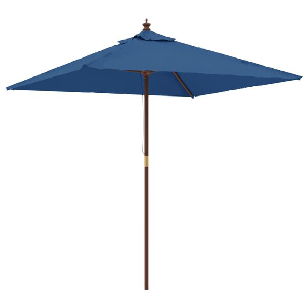 vidaXL Parasol de jardin avec m&acirc;t en bois bleu azur&eacute; 198x198x231 cm