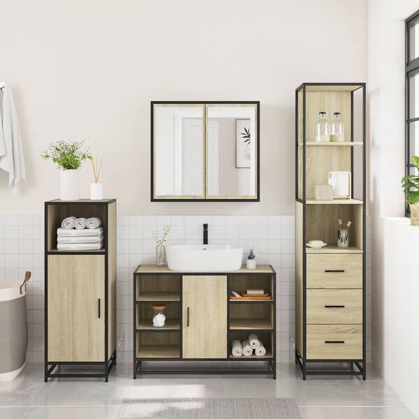vidaXL Ensemble de meubles de salle de bain 3 pcs ch&ecirc;ne sonoma