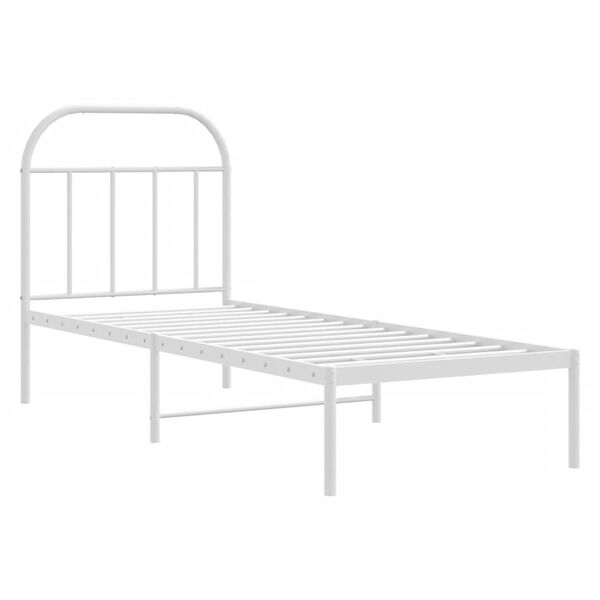 vidaXL Cadre de lit m&eacute;tal sans matelas avec t&ecirc;te de lit blanc 75x190cm