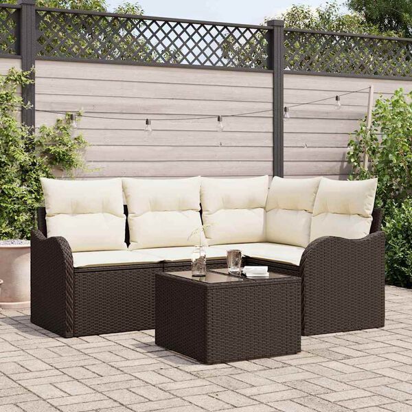vidaXL Ensemble de canap&eacute; de jardin Marron polyrotin
