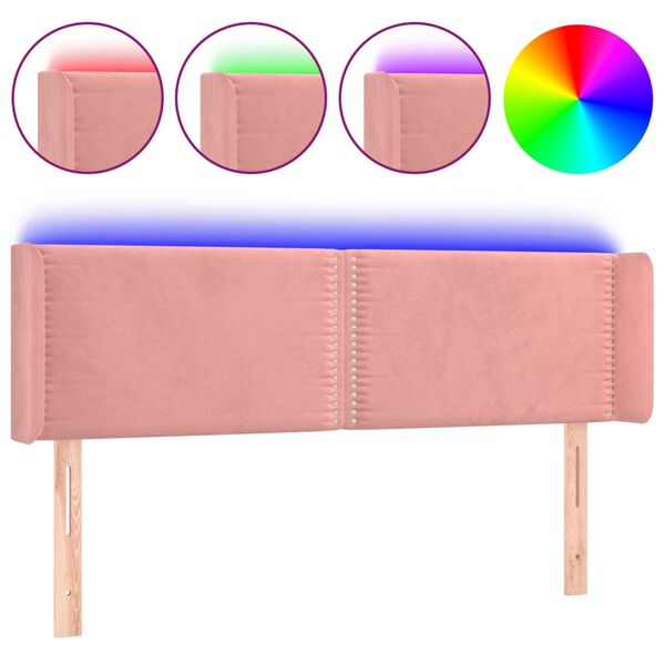 vidaXL T&ecirc;te de lit &agrave; LED Rose 147x16x78/88 cm Velours