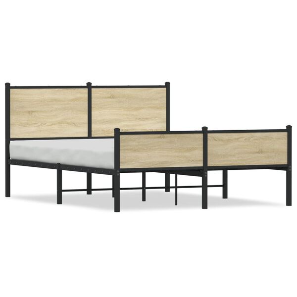 vidaXL Cadre de lit en m&eacute;tal sans matelas ch&ecirc;ne sonoma 140x200 cm