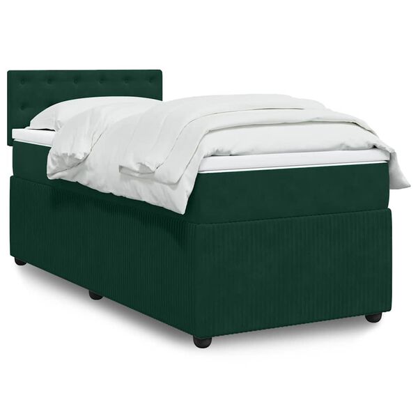 vidaXL Sommier &agrave; lattes de lit avec matelas Vert fonc&eacute; 90x190 cm