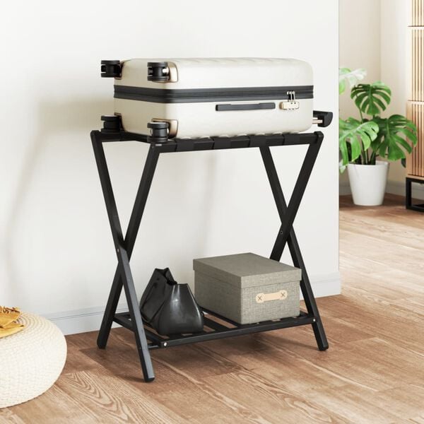 vidaXL Porte-bagages noir 68x38x58 cm bambou