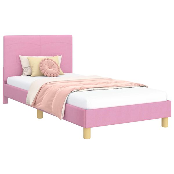 vidaXL Cadre de lit pour enfants avec t&ecirc;te de lit Rose 90 x 190 cm