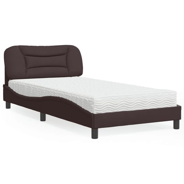 vidaXL Lit avec matelas Hvar marron fonc&eacute; 100x200 cm tissu