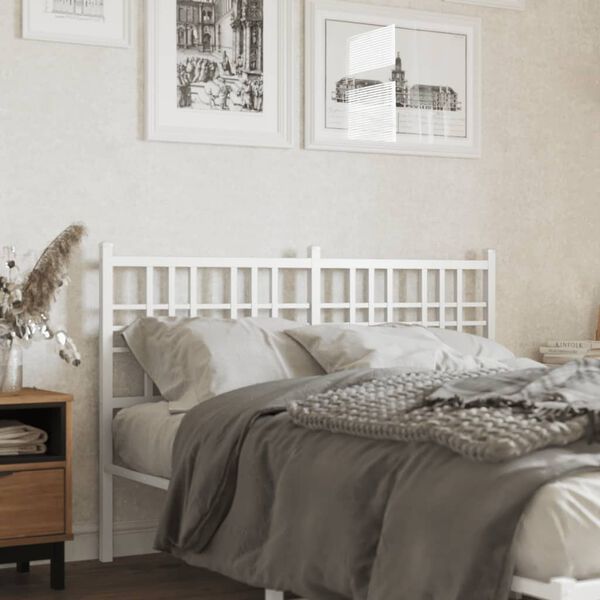 vidaXL T&ecirc;te de lit de remplacement m&eacute;tal blanc 120 cm