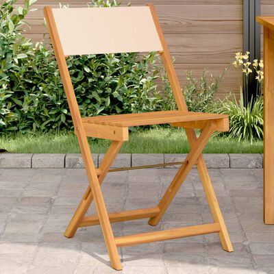 vidaXL Chaises de bistrot lot de 2 beige bois d'acacia massif et tissu