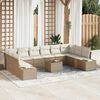 vidaXL Ensemble de canap&eacute; de jardin 11 pcs Beige et cr&egrave;me Poly Rattan