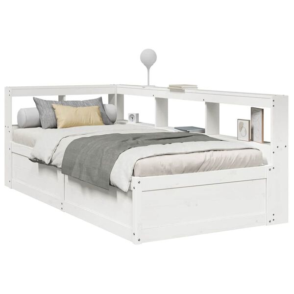 vidaXL Lit biblioth&egrave;que sans matelas blanc 75x190cm bois de pin massif