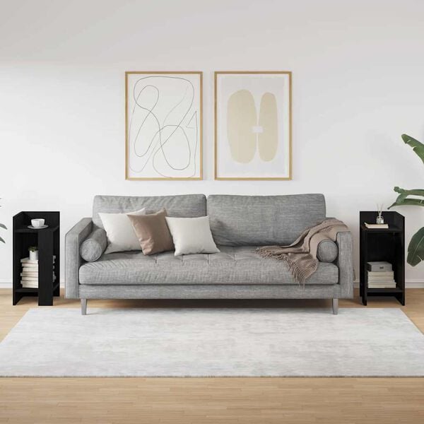 vidaXL Tables d'appoint 2 pcs avec &eacute;tag&egrave;re noir 25,5x27x60 cm