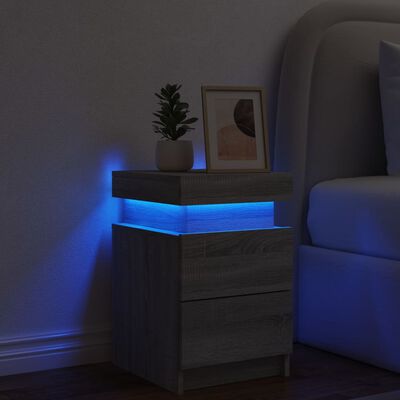 vidaXL Table de chevet avec lumières LED sonoma gris 35x39x55 cm